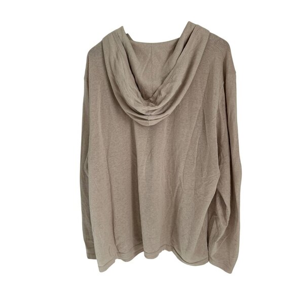 Bloomingdales Mens 2XL Hooded Henley Shirt Beige Linen Blend - Picture 4 of 7